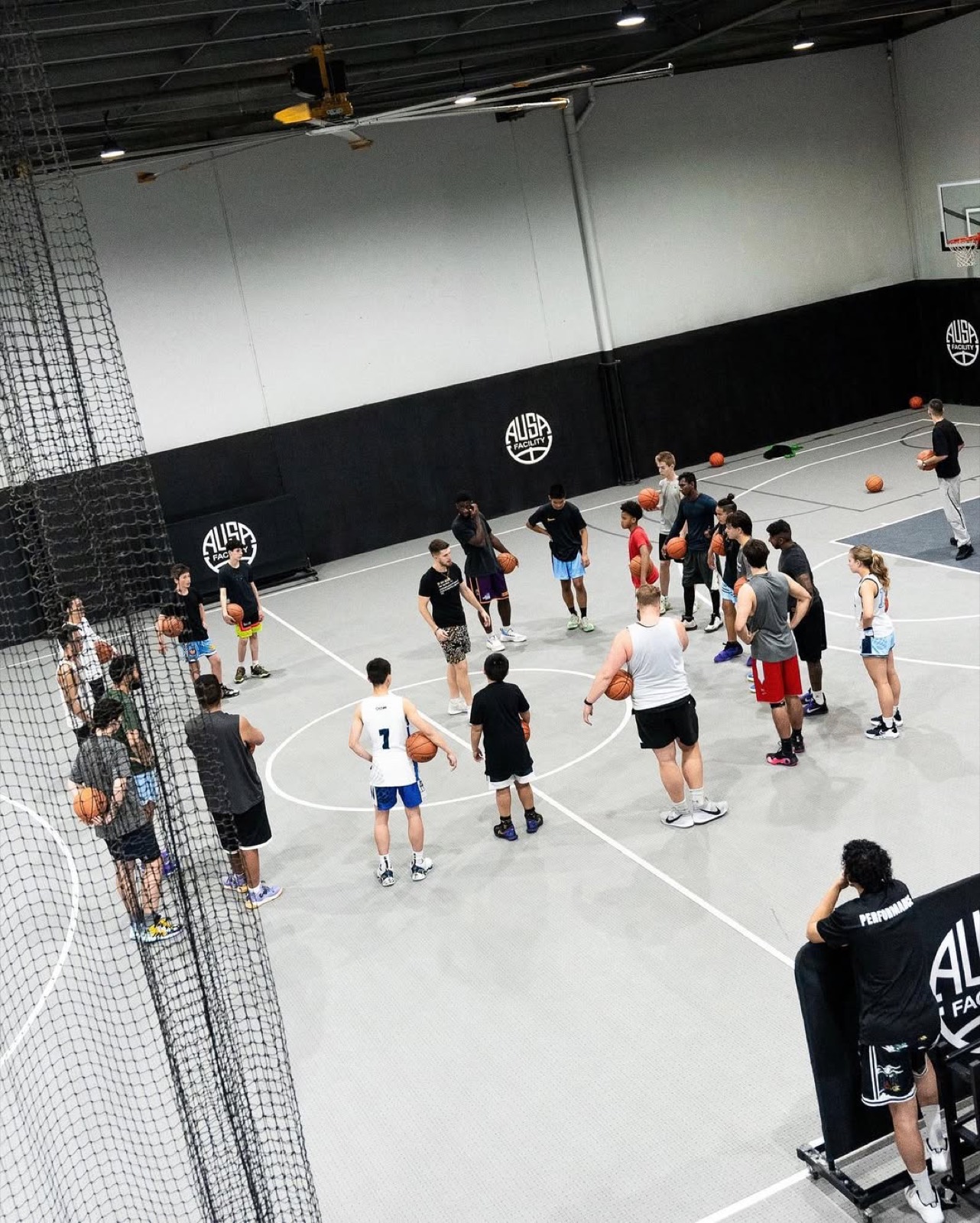 Aerial view of the basketball facility